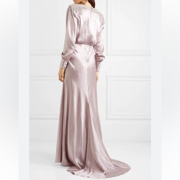 Alessandra Rich Crystal Embellished Lavender Silk Gown Size 36 - Picture 2 of 12